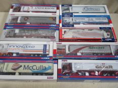 Parcel of 10 boxed Corgi heavy haulage long wheel base articulated vehicles, various liveries