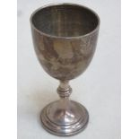 Hallmarked silver stemmed goblet by Synyer & Beddoes (Harry Synyer & Charles Joseph Beddoes) ,