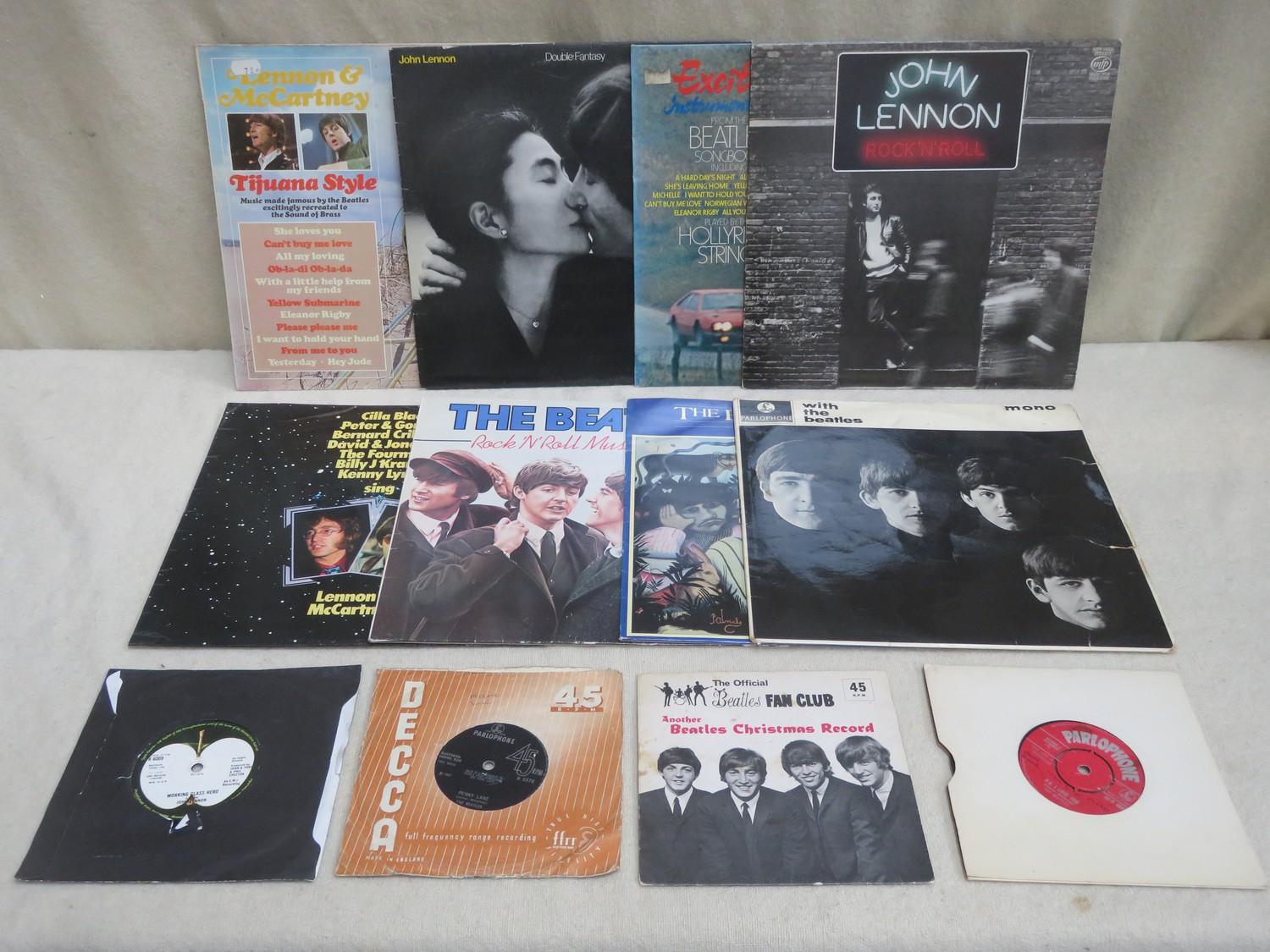 Parcel of twelve Beatles related vinyl records and singles