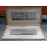 GL HALL (GEORGE LOTHIAN)?, PAIR OF FRAMED WATERCOLOURS DEPICTING FIGURES WITHIN COASTAL SCENES,