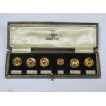 Cased 9ct gold 6 piece 'The OP stud set' collar studs