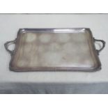 Large hallmarked silver two handled serving tray, by Sibray, Hall & Co Ltd (Charles Clement