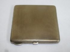 Hallmarked silver machine turned powder compact with hinged cover and mirrored interior, by W H