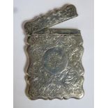 Hallmarked silver calling card case with hinged cover by Joseph Gloster Ltd, Birmingham assay