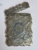 Hallmarked silver calling card case with hinged cover by Joseph Gloster Ltd, Birmingham assay