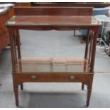 19th century inlaid mahogany two tier serving buffet, fitted with single drawer to front