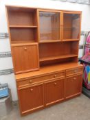 G-plan mid 20th century teak sideboard with glazed display section above. Approx. 130cms long x