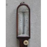19th century rosewood stick barometer, with ivory mounted register, thermometer, and adjustable