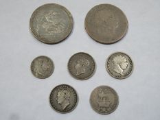 Small parcel of 19th century silver coinage, all relating to King George III and King George IV
