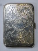 Hallmarked Silver Ornately Decorated Calling Card Case With Fitted Leather Interior By Deakin &