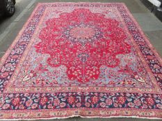 Large decorative middle eastern style floor rug, approx. 374 x 289cms