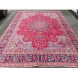 Large decorative middle eastern style floor rug, approx. 374 x 289cms