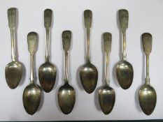 Eight various Georgian and other hallmarked silver spoons, various assay marks and makers. Approx.