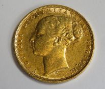 Queen Victoria 1879 gold full sovereign, Melbourne mint