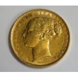 Queen Victoria 1879 gold full sovereign, Melbourne mint