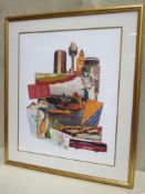 Framed limited edition Australian collage polychrome print, pencil signed Maikill. No. 386/400.