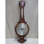 Victorian burr walnut banjo / wheel barometer with star centre silver coloured register and