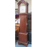 19th century mahogany cased long case clock with enamelled, hand painted and gilded dial, and