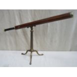 Troughton of London, late 19th/early 20th century mahogany and brass telescope, mounted on gilt