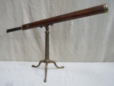Troughton of London, late 19th/early 20th century mahogany and brass telescope, mounted on gilt