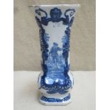 18/19th century blue and white glazed ceramic vase, with makers marks to base, possibly Delft.