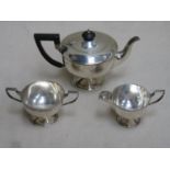 Hallmarked Silver Three Piece Tea Set By Walker & Hall. Sheffield Assay Dated 1939 - 1940 Total