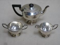 Hallmarked Silver Three Piece Tea Set By Walker & Hall. Sheffield Assay Dated 1939 - 1940 Total