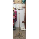 Mid 20th century gilt metal French style five sconce standard lamp on tripod supports. Approx.