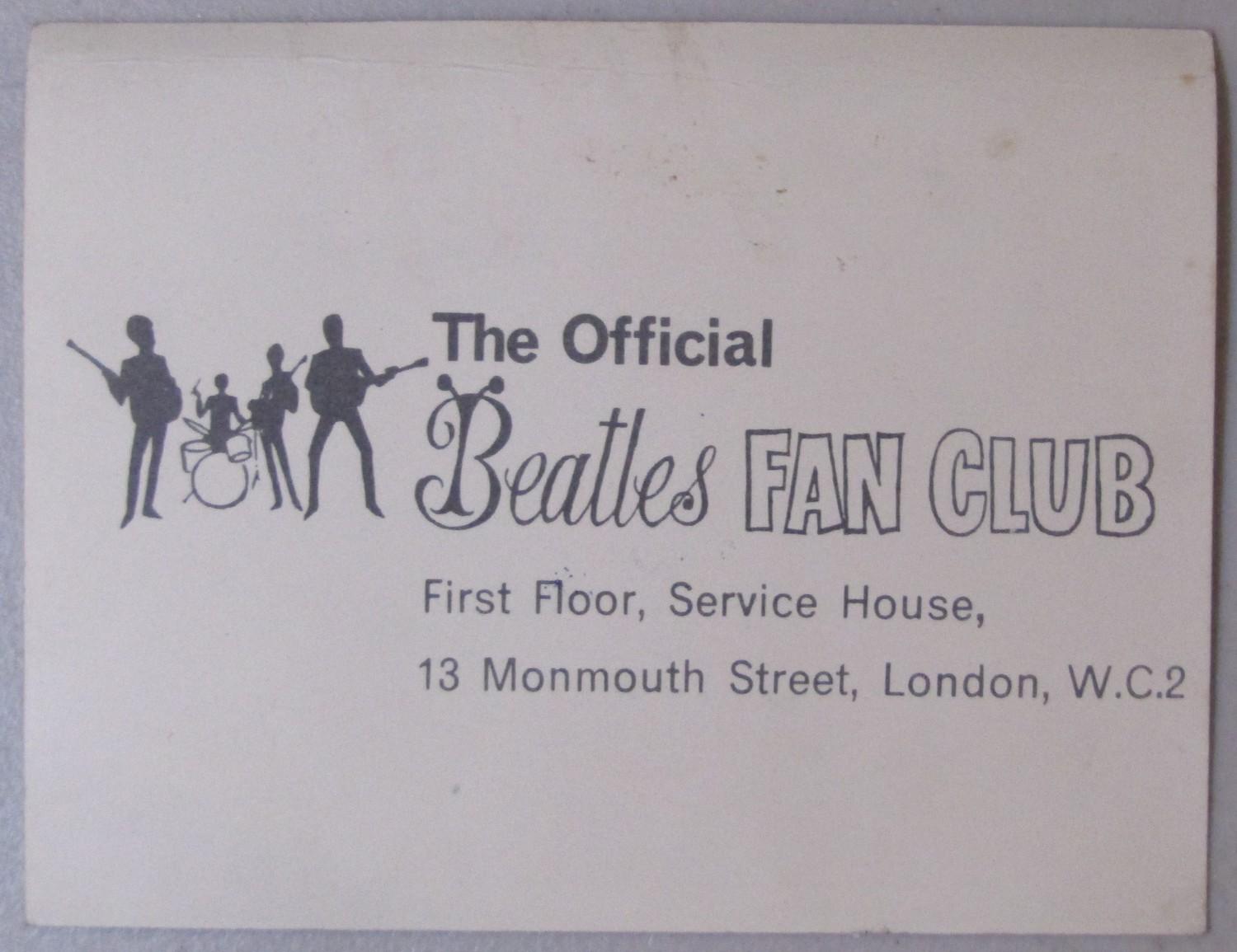 The Beatles Fan Club card with an original 60s set of fake signatures - Image 2 of 2