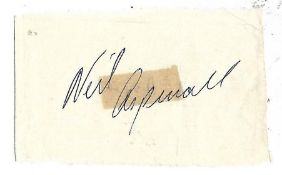 Neil Aspinall signed small piece of paper