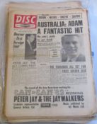 Large collection of 50+ original 60s Disc pop newspapers formerly the property of Hunter Davis