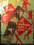 The Beatles French 4 Garçons Dan Le Vent film promotional 1 sheet poster, very poor condition
