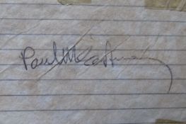 Paul McCartney signature on lined paper