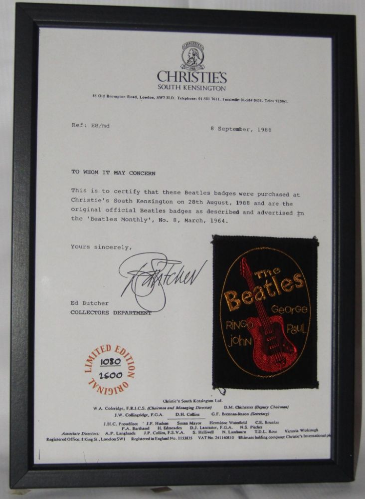 The Beatles Shop & Cato Crane Presents: The Beatles Liverpool Memorabilia Auction