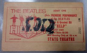 The Beatles HELP! State Theatre Ticket USA 1965