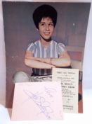 Helen Shapiro 1962 Concert Programme and ticket stub with signed page from autograph book