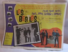 The Beatles Mexican Lobby Card, Size Approx. 12.5 x 16 inches