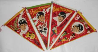 Set of Four Spanish Pennant each featuring a member of The Beatles 1965