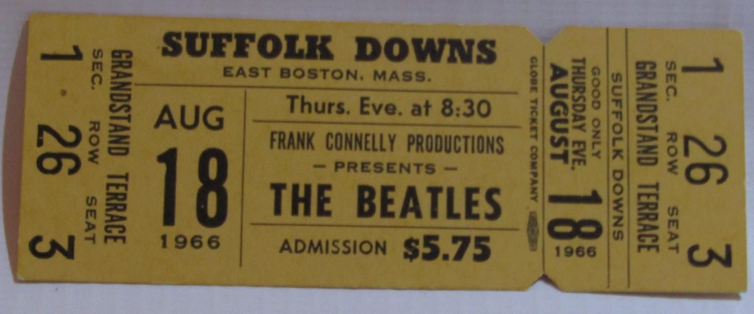 The Beatles Suffolk Downs Ticket USA 1966