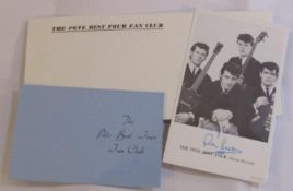 Pete Best Decca Records Promotional Card signed and Pete Best Fan Club memorabilia