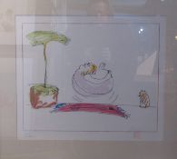 John Lennon Feeling Good limited edition lithographic print signed by Yoko Ono, framed and glazed