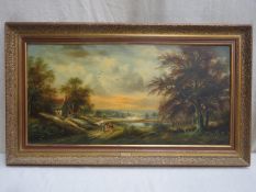 Horst Baumgart (German, 1932), gilt framed oil on canvas depicting a landscape scene with a