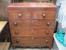 Victorian mahogany two over three chest of drawers with inlaid decoration. Approx. 91cm wide x