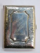 Hallmarked silver cigarette case, with engraved floral decoration throughout, by William Henry