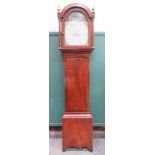 19th century mahogany cased longcase clock, with hand painted, gilded & enamelled dial, with painted