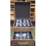 Two sets of Eight cased Italian silver plated goblets