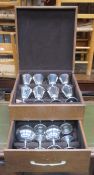 Two sets of Eight cased Italian silver plated goblets