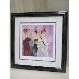 Franck. L, framed limited edition polychrome print, depicting ladies of fashion, pencil signed and