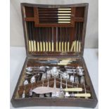Art Deco oak cased canteen of composite silver plated cutlery, Approx. 90+ pieces