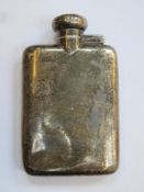 Hallmarked silver small hip flask with hinged cover, birmingham assay dated 1924 by A and J